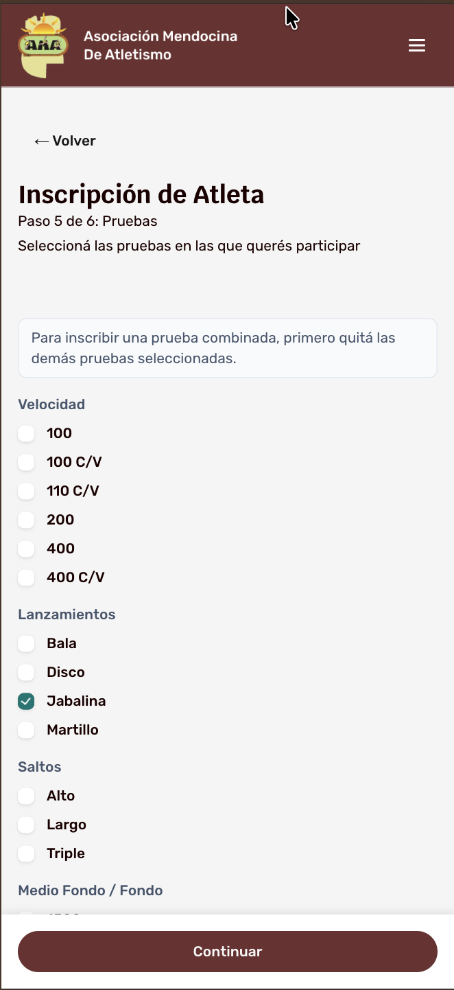 AMA — inscripción mobile