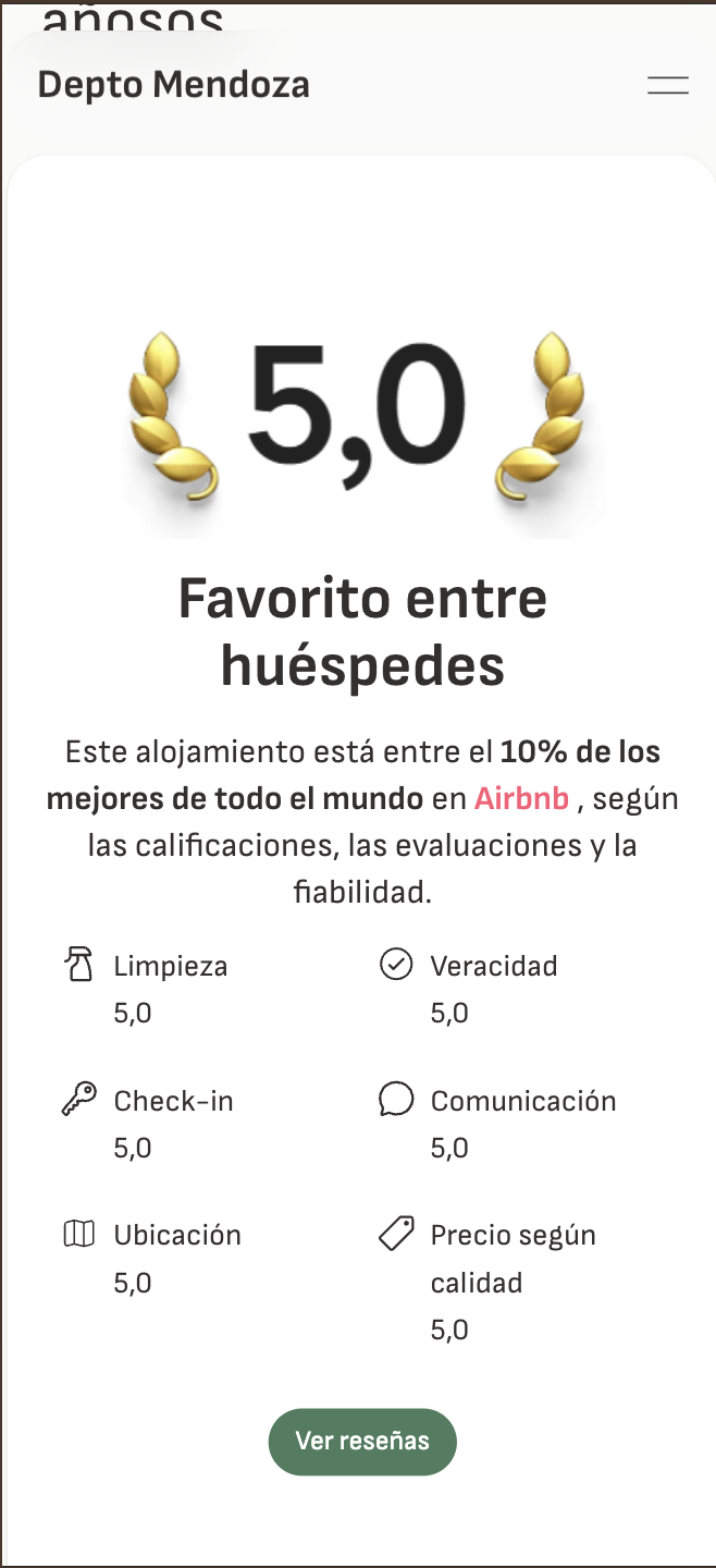 Depto Mendoza — reseñas en el teléfono
